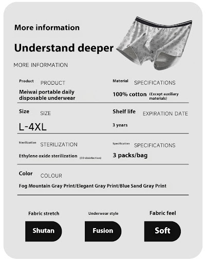 Title 5, Mens Purified Cotton Underwear Square Meters F...