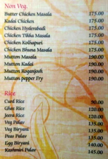 Bhagini The Family Restaurant menu 