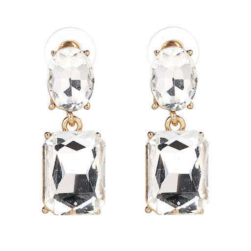 Title 3, High-Grade Alloy Glass Drill Earrings Classic E...