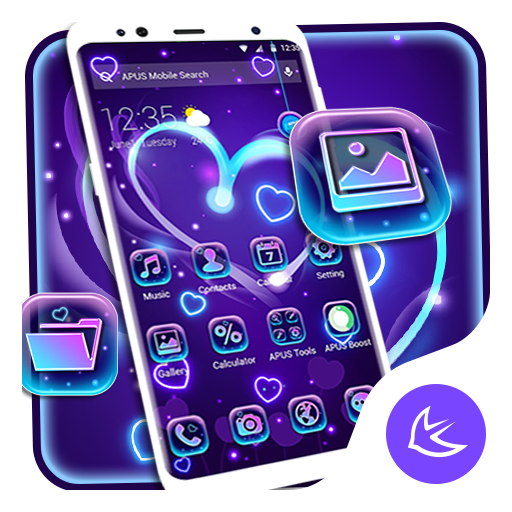 Purple romantic love  APUS Launcher theme
