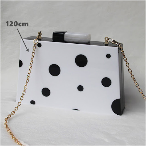 Title 8, Black and white polka dot clutch bag, dinner an...