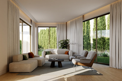Prestige apartment / penthouse for sale in Porto (Portugal) - Bright living room with tree-lined garden