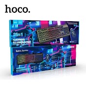 Bộ Bàn Phím Và Chuột Hoco Gaming Di16 Phím Cơ Chuột Dpi 1600 Đèn Led Đổi Màu Tích Hợp Khay Điện Thoại