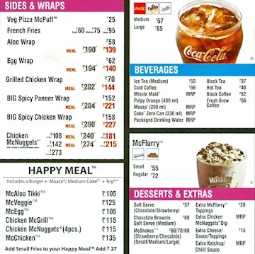 McDonald's menu 