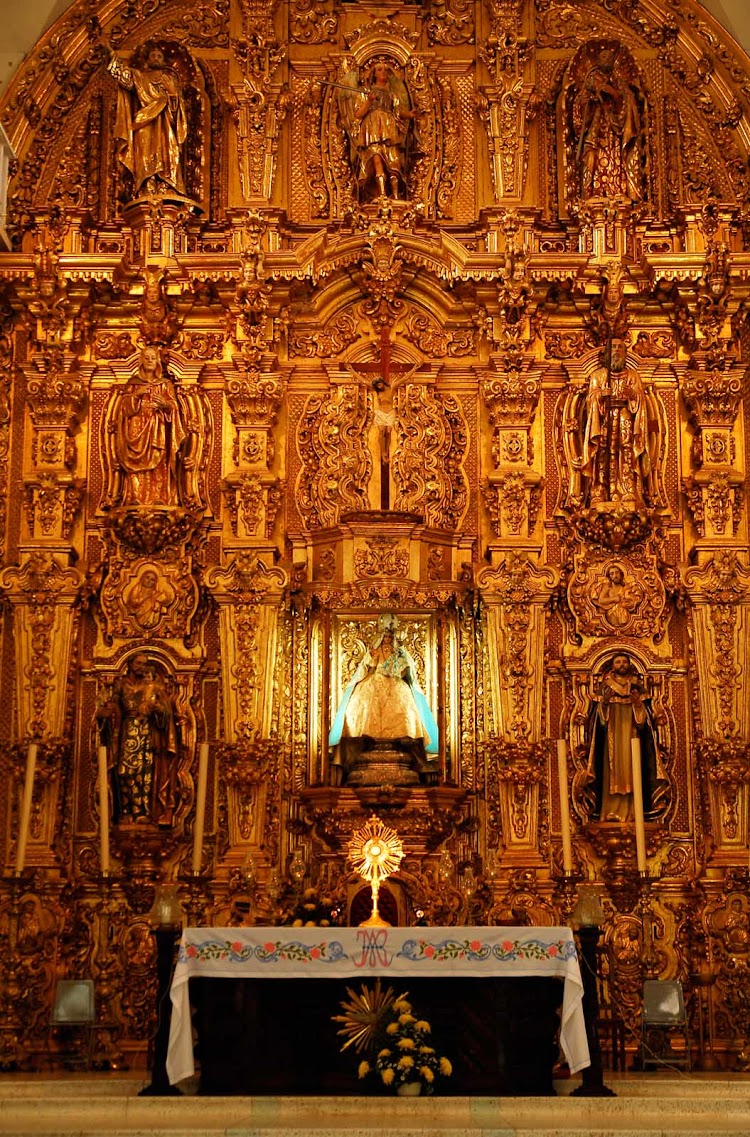 The altar in Our Lady of the Rosary in El Rosario, south of Mazatlan, Mexico.