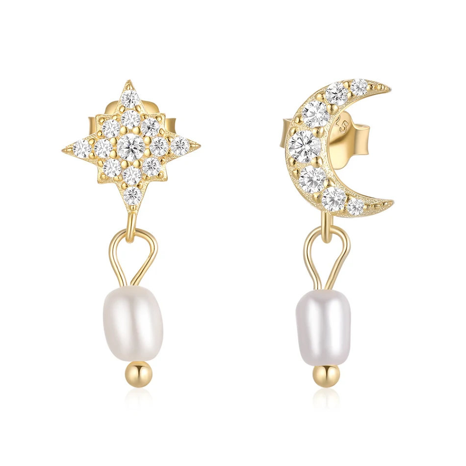 Pendientes de plata de ley S925 personalizados con diamantes de imitación y perlas, perfectos para añadir elegancia y brillo a tu look diario.