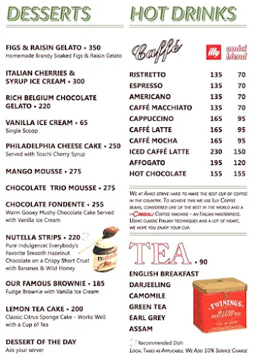 Amici Cafe menu 