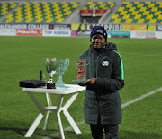 Banyana Banyana star Thembi Kgatlana pose with her Most Valuable Player award during the Cyprus Women's Cup playoff match between Belgium and South Africa on 07 March 2018 in Larnaca, Cyprus.