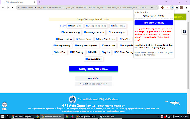 HiFB Auto Group Inviter - Mời nhóm Facebook chrome extension