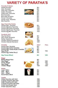 Variety Of Paratha's menu 1