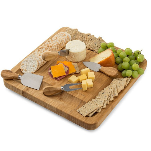 Title 5, Planche à fromage en bambou avec ensemble de co...