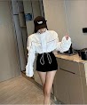 Áo Khoác Dù Nữ 2 Lớp Phối Sọc Viền Kiểu Dáng Lửng Croptop Cực Đẹp