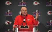 Kansas City Chiefs head coach Andy Reid at a press conference before Super Bowl LVIII at Westin Lake Las Vegas Resort and Spa.