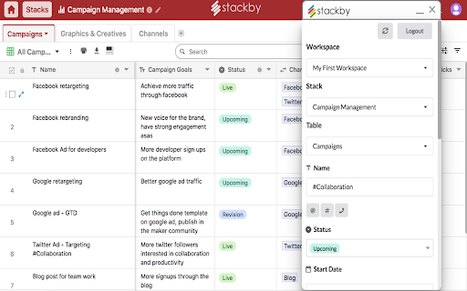 Stackby Webclipper