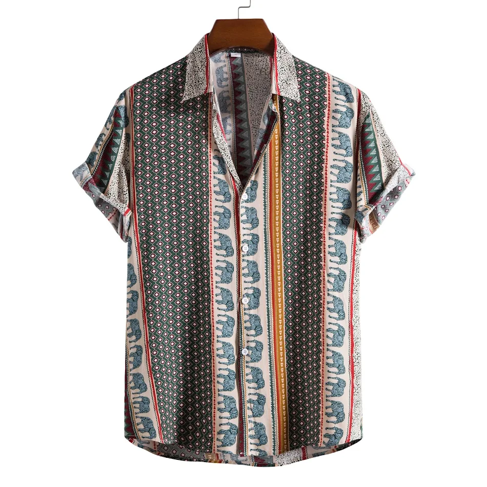 Herren Mode Kurzarm Hemd Mit Print Sommerliches Design Atmungsaktives Material Bequemer Schnitt Für Alltag und Freizeit Stilvoller Look Leichte Pflege Vielseitig kombinierbar
