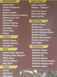 Naidu Military Hotel menu 2