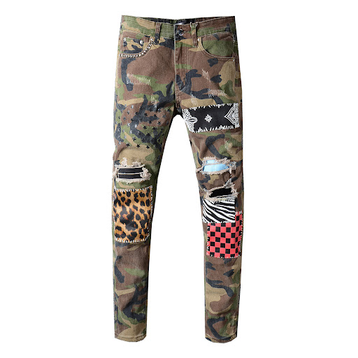 Title 3, Beggar pants with printed patch. Create a uniqu...
