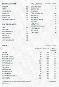 Swamee Vegetarians menu 1