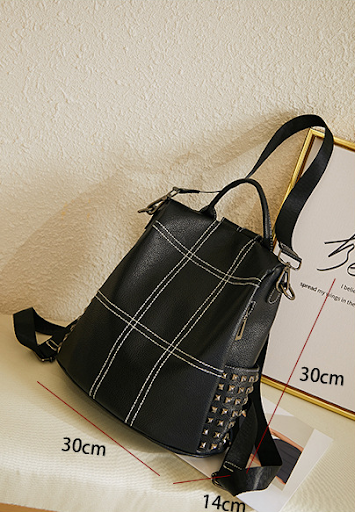 Title 1, New Fashion Lychee Pattern Contrast Color Rivet...