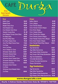 Cafe Durga, Kiwale menu 1