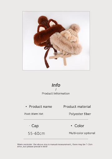 Title 1, Fox Ears Warm With Velvet Knitted Plush Bonnet