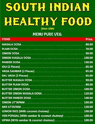 South Indian Healthy Food menu 1