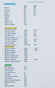 Hussaini Hotel menu 3