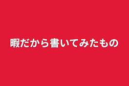 暇だから書いてみたもの