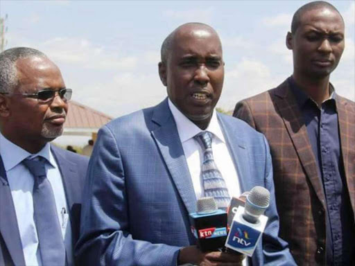 From left county speaker Johnson Osoi, governor Joseph Lenku and deputy governor Martin Moshisho.