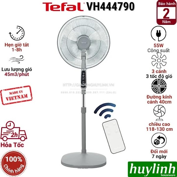 Quạt Đứng Tefal Vh444790 - 55W - Có Remote - Sản Xuất Tại Việt Nam - Hàng Chính Hãng