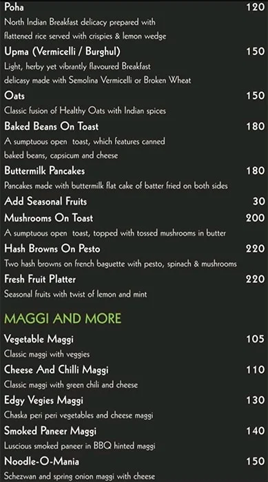 Tea Trails Cafe menu 