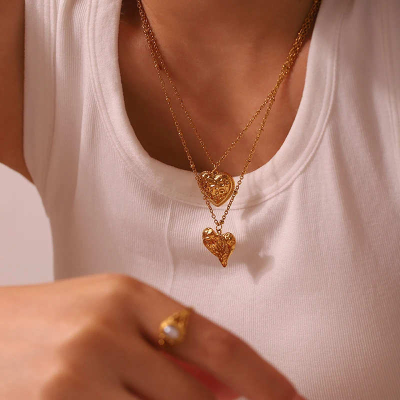 18K Gouden Ketting met Onregelmatige Perzik Hart Hanger Unieke sieraden voor dames Romantisch cadeau voor haar Mode Accessoire