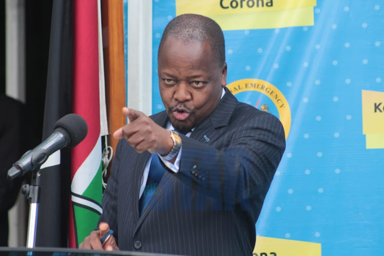 Health CS Mutahi Kagwe during the daily Covid-19 briefing at Afya House on Tuesday, May 5, 2020.