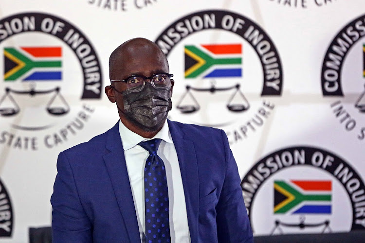 Malusi Gigaba testifying before the state capture inquiry in Johannesburg.