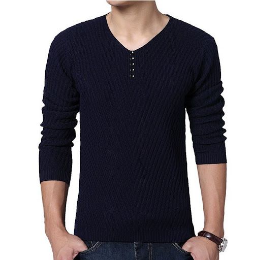 Title 3, New Mens Sweater Pullover Solid Color V Neck S...