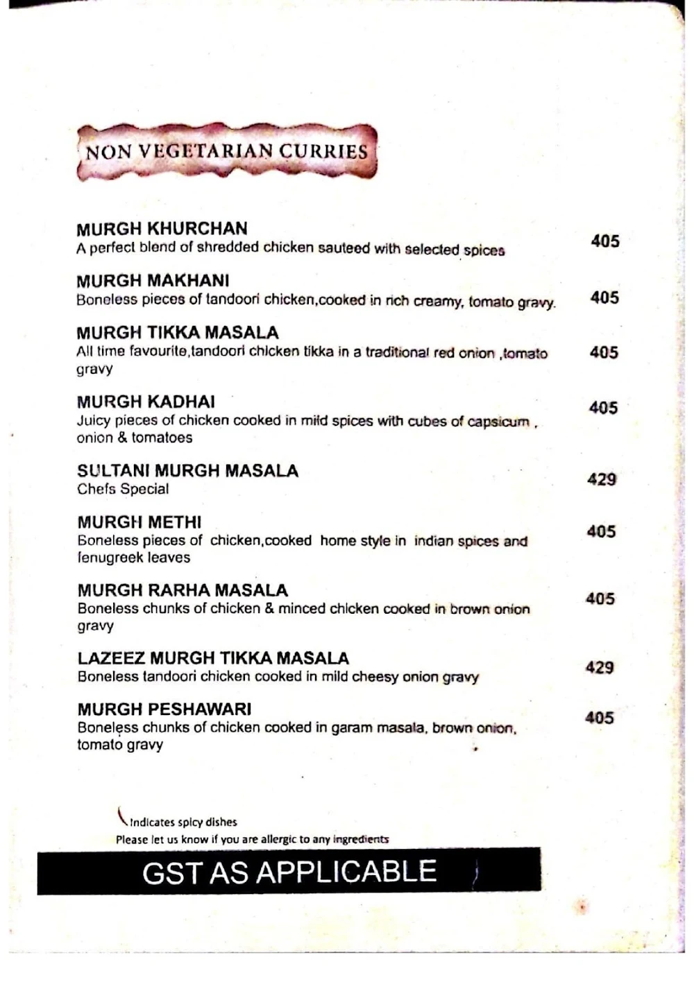 Menu of Caravan Serai, Andheri East, Mumbai | January 2024