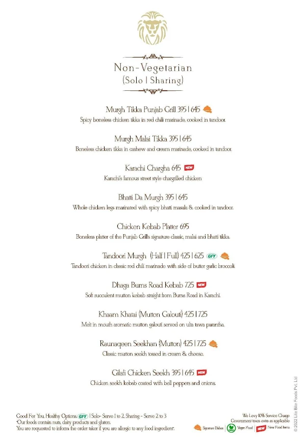 Punjab Grill menu 