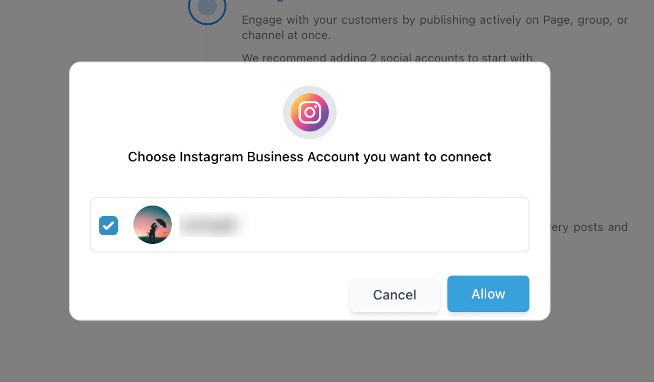 Select Instagram business profile