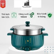 Nồi Lẩu Đa Năng 2 Tầng, Bếp Điện Thông Minh Công Suất Lớn 1000W Kèm Giá Hấp Inox