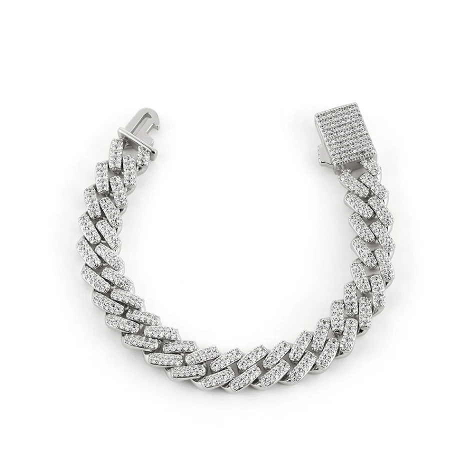 Dubbele rij hiphop Cubaanse schakelketting, Mexicaanse enkelband armband ketting van volledig zirkonium voor een statement.