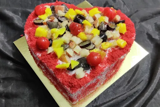 Red Velvet Fruit Heart Cake