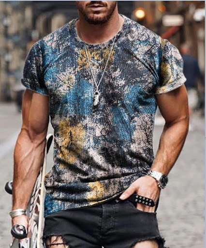 Title 5, Mens Fashion Printing Series Simple T-shirt