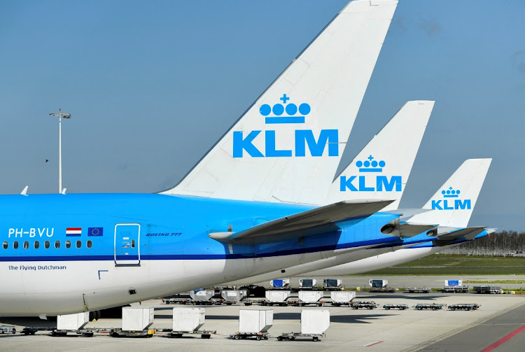 KLM aeroplanes at Schiphol Airport in Amsterdam, the Netherlands, April 2 2020. Picture: PIROSCHKA VAN DE WOUW/REUTERS