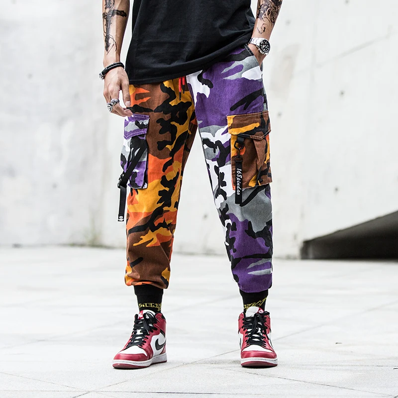 Title 4, Pantalones Harajuku Camuflaje Multibolsillos Ca...