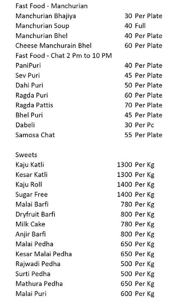 Jagnath Sweets And Dry Fruits menu 