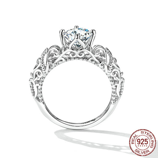 Title 7, Luxurious Zircon Pattern Ring White Gold Plated...