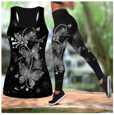 Title 3, 3D Digital Printed Hollow Sexy Yoga Vest for Gi...
