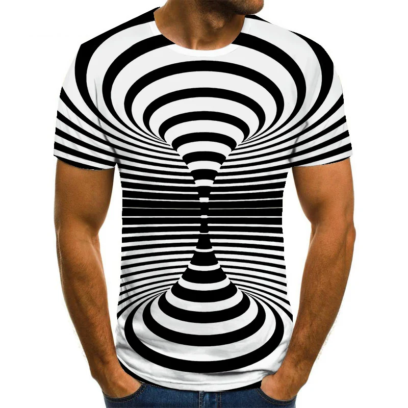 T-shirt da uomo casual con stampa 3D a manica corta, perfetto per un look moderno e confortevole. Traspirante e alla moda, ideale per l'uso quotidiano.