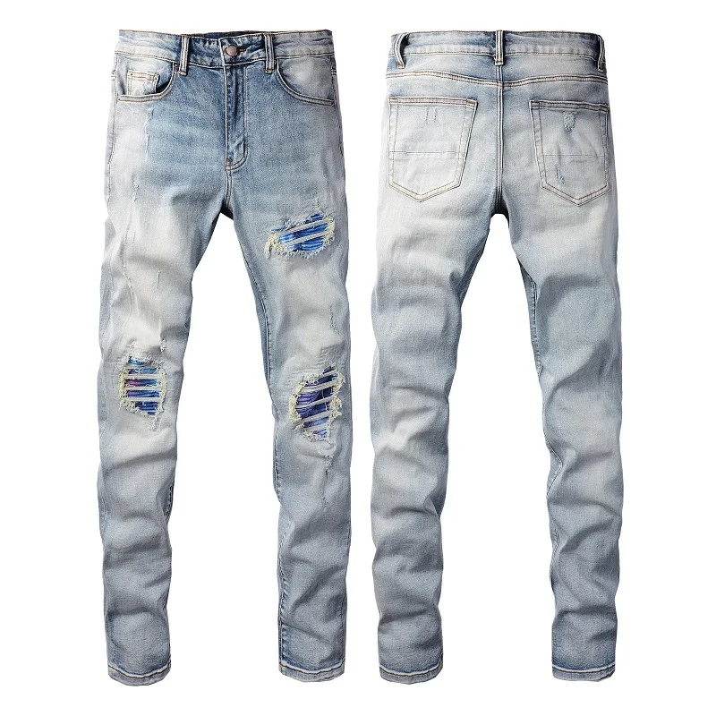 Pantalones ajustados de lápiz skinny con agujeros elásticos – perfectos para una figura estilizada y un look moderno y cómodo.
