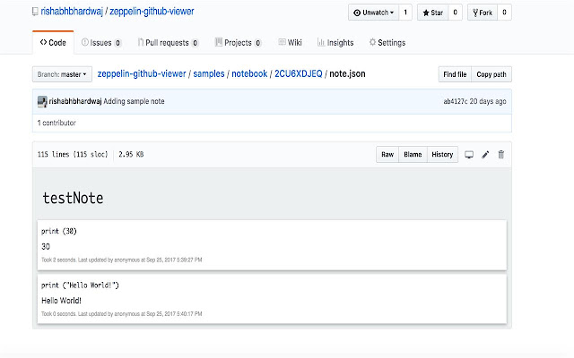 Apache Zeppelin Github Viewer